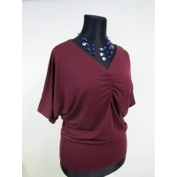 Bluzka Marika - maxi kimono z dekoltem i marszczeniem